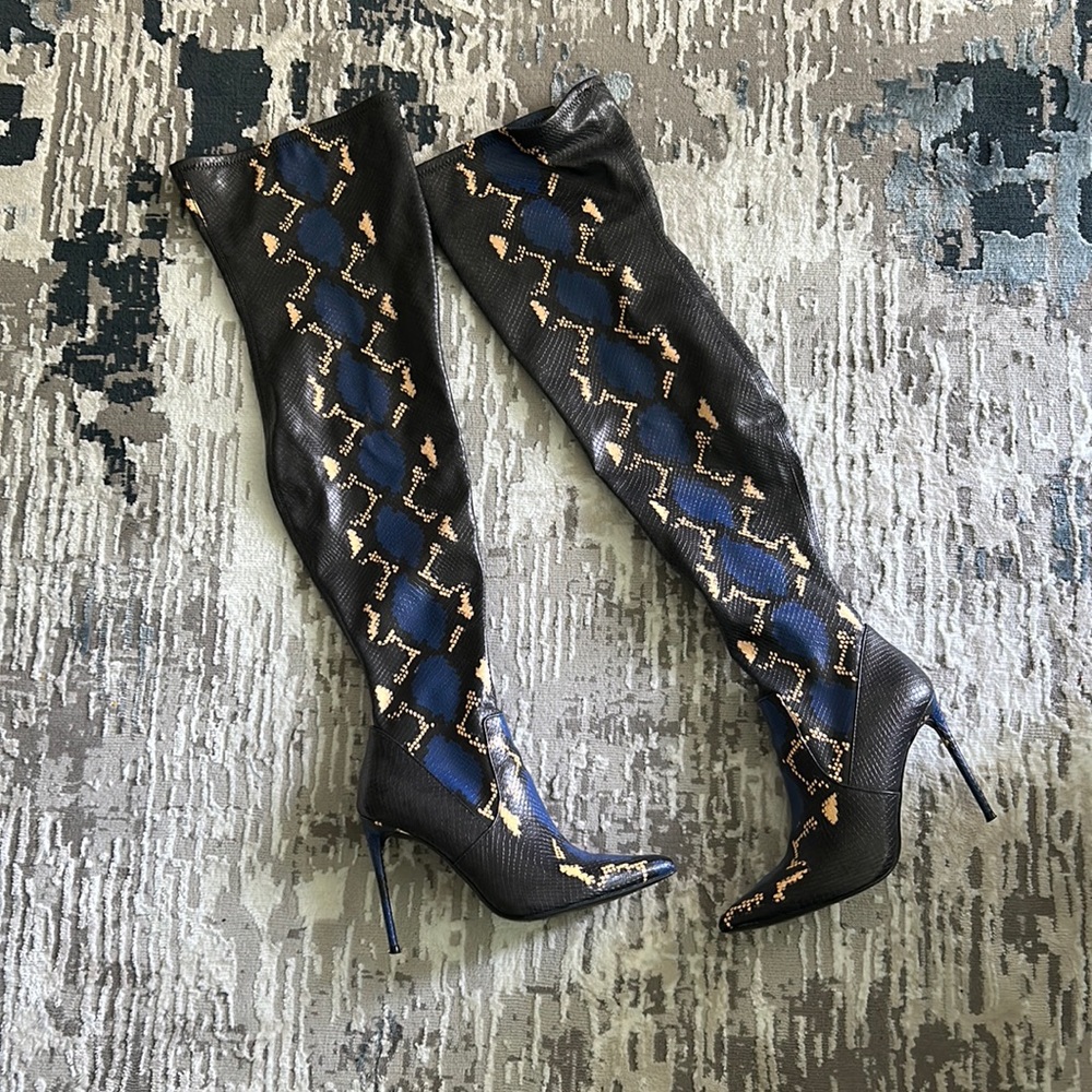 Steve Madden snake print high thigh boots